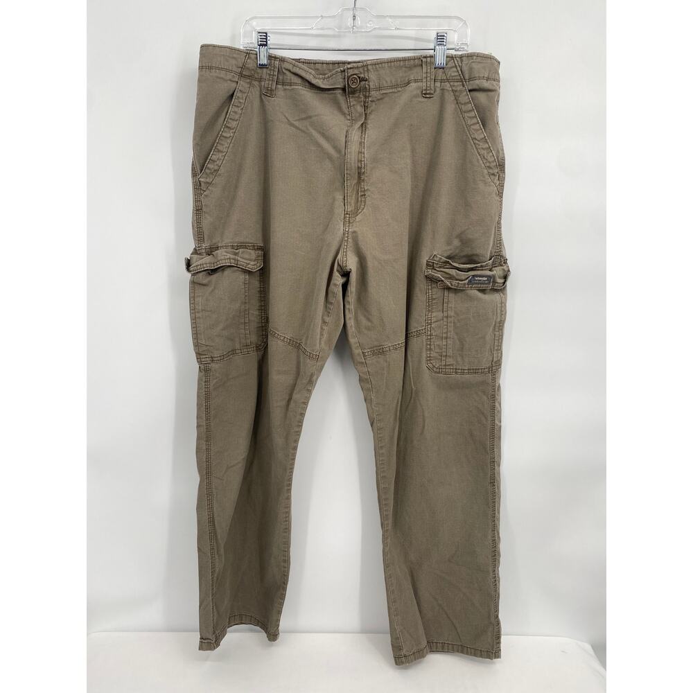 Wrangler Relaxed Fit Khaki Cargo Pants Tan Straight Leg 40 x 30